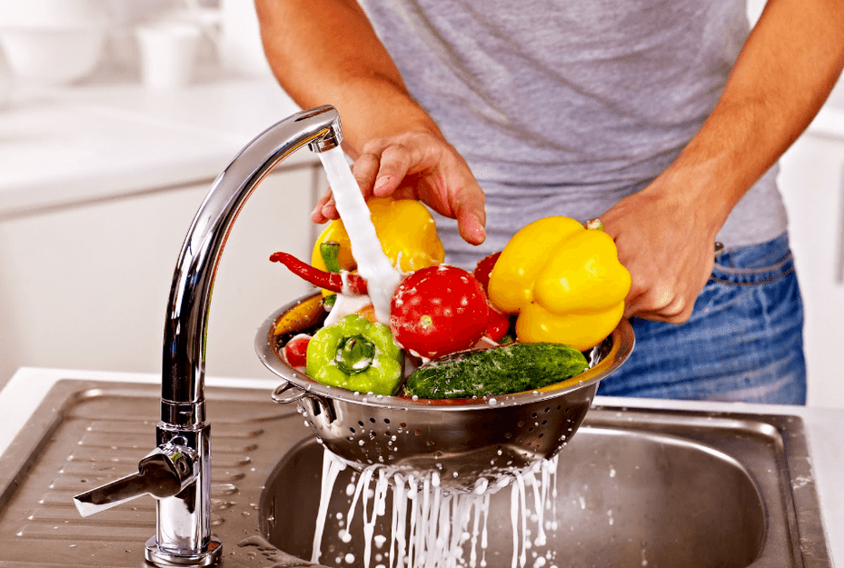 pranje zelenjave, da preprečite okužbo s črvi